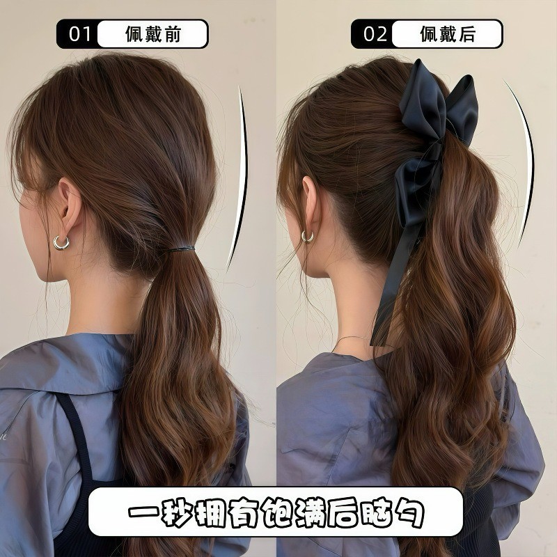 กิ๊บติดผมสไตล์เกาหลีสำหรับผู้หญิง พร้อมริบบิ้นโบว์สวย ใช้ตกแต่งทรงหางม้า - รูปที่ 4