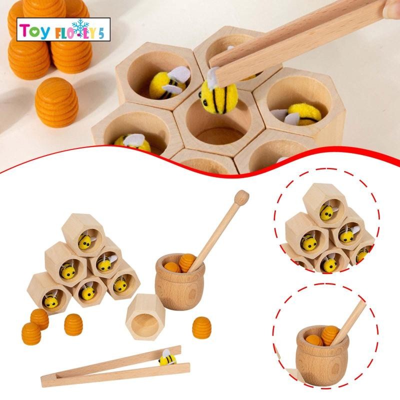 [Flurishroly5] Clamp Bee to Hive Matching Game Hive Sorting Stacking Toys Fine Motor Skill ของเล่นปร