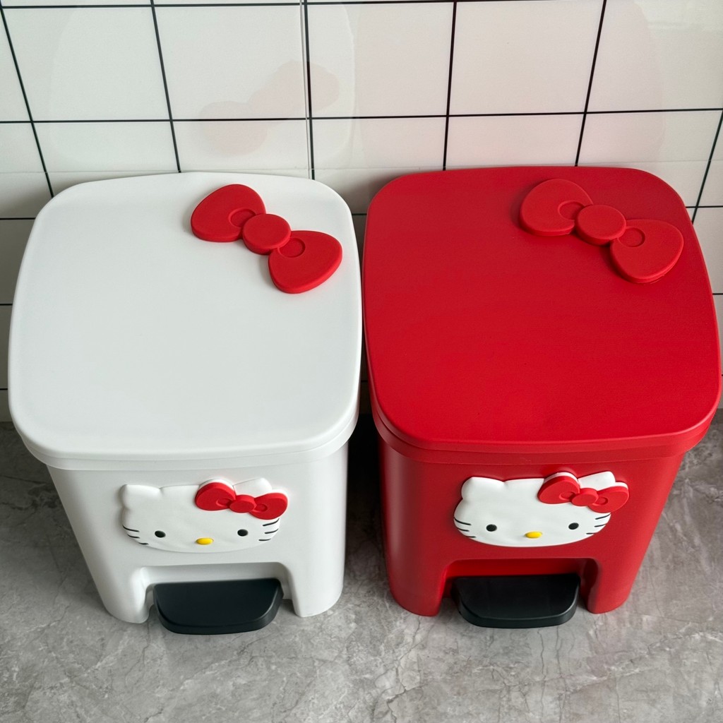 ถังขยะ สวัสดี คิตตี้ การ์ตูนน่ารักดูดีบ้านห้องนั่งเล่นห้องนอนประเภทเหยียบห้องน้ําความจุขนาดใหญ่พร้อมฝาปิด - รูปที่ 3