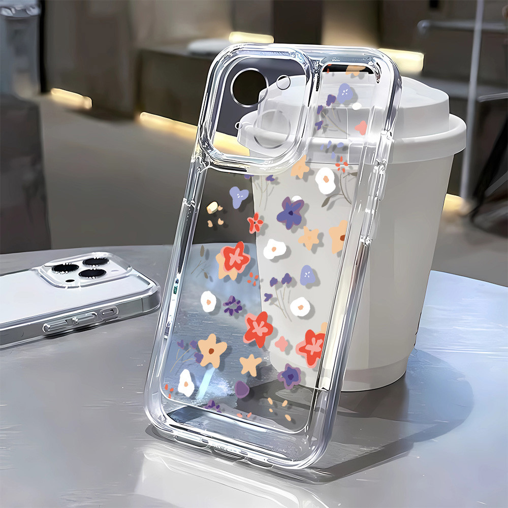 3 In1 ดอกไม้ที่มีสีสันเศษโปร่งใสสําหรับIphone Ip11 11 Pro 11 Pro Max 6 7p X Xr Xsmaxเคสโทรศัพท์กันกร
