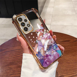 กันกระแทกCase สําหรับ Samsung A32 A52 A52S A53 A73 4G 5G เคสโทรศัพท์ TPU 2025 ออกแบบใหม่ผีเสื้อดอกไม้อุปกรณ์เสริมฝาครอบ SZ28