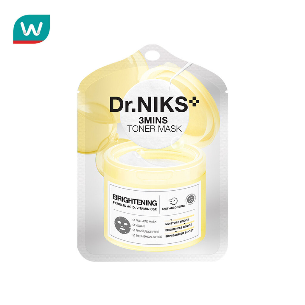 Dr.Niks ดร.นิกส์ ทรี มินิทส์ โทนเนอร์ มาสก์ ไบรท์เทนนิ่ง 1 แผ่น