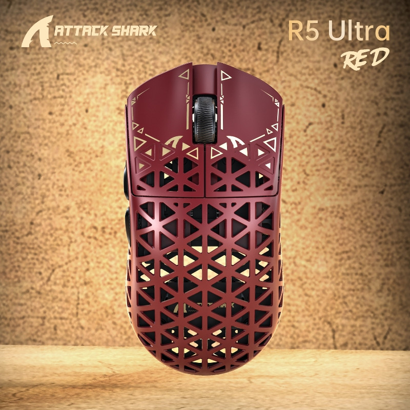 ATTACK SHARK R5 Ultra Carbon Fiber Gaming Mouse Tri-mode 8KHz Hollow Superlight PAW3950 8000Hz สําหร