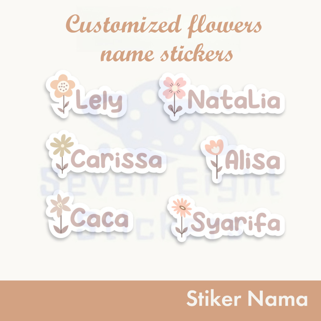 สติ๊กเกอร์ชื่อดอกไม้ที่กําหนดเอง | ลายการ์ตูนดอกไม้ | สติ๊กเกอร์ชื่อสาว | สติ๊กเกอร์ชื่อกันน้ํา | สติกเกอร์ติดเสื้อผ้า