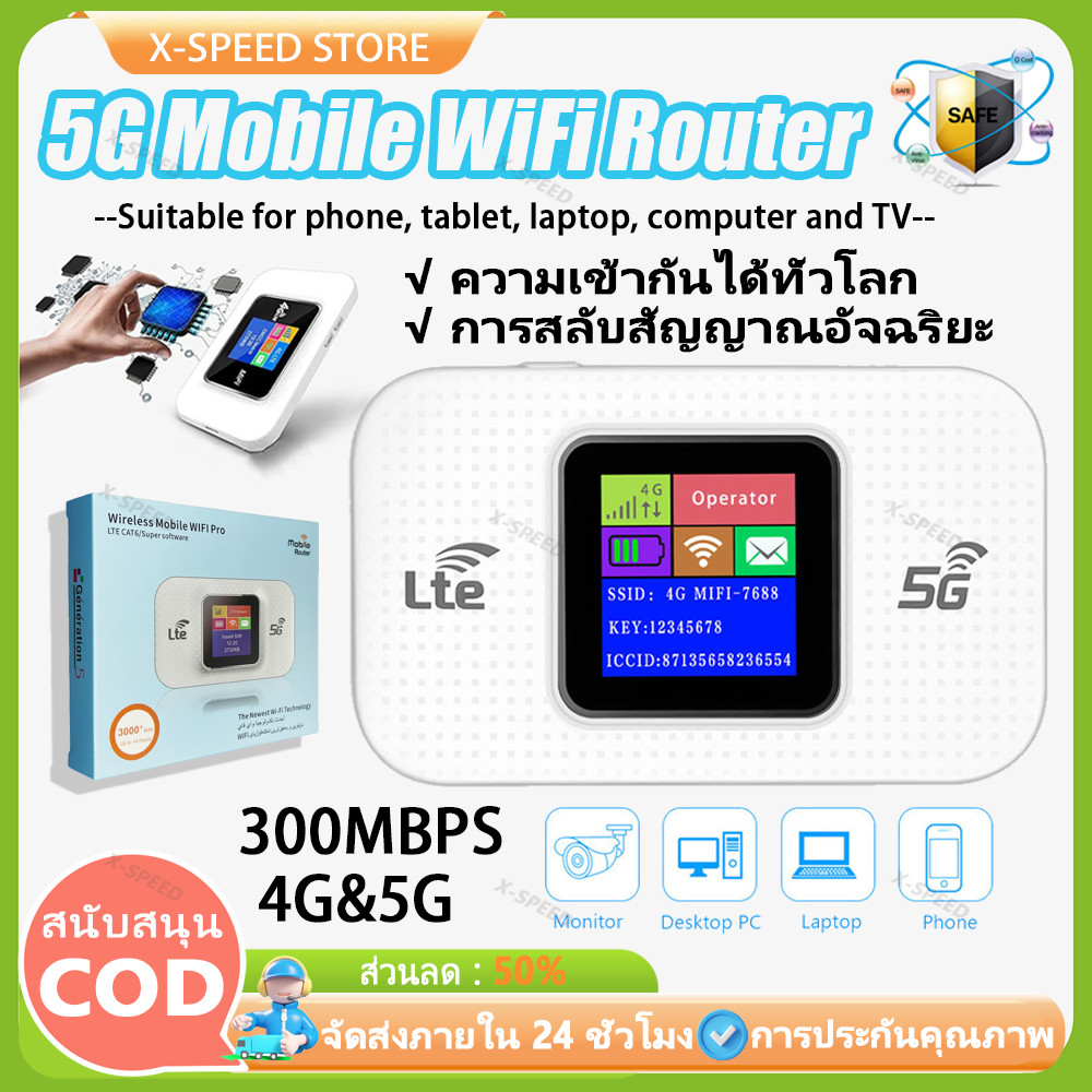 Pocket WiFi ใส่ซิม Wireless ไวไฟพกพา 4G/5G เราเตอร์ใส่ซิม Router SIM เราเตอร์ใส่ซิม 5G เราเตอร์ WiFi