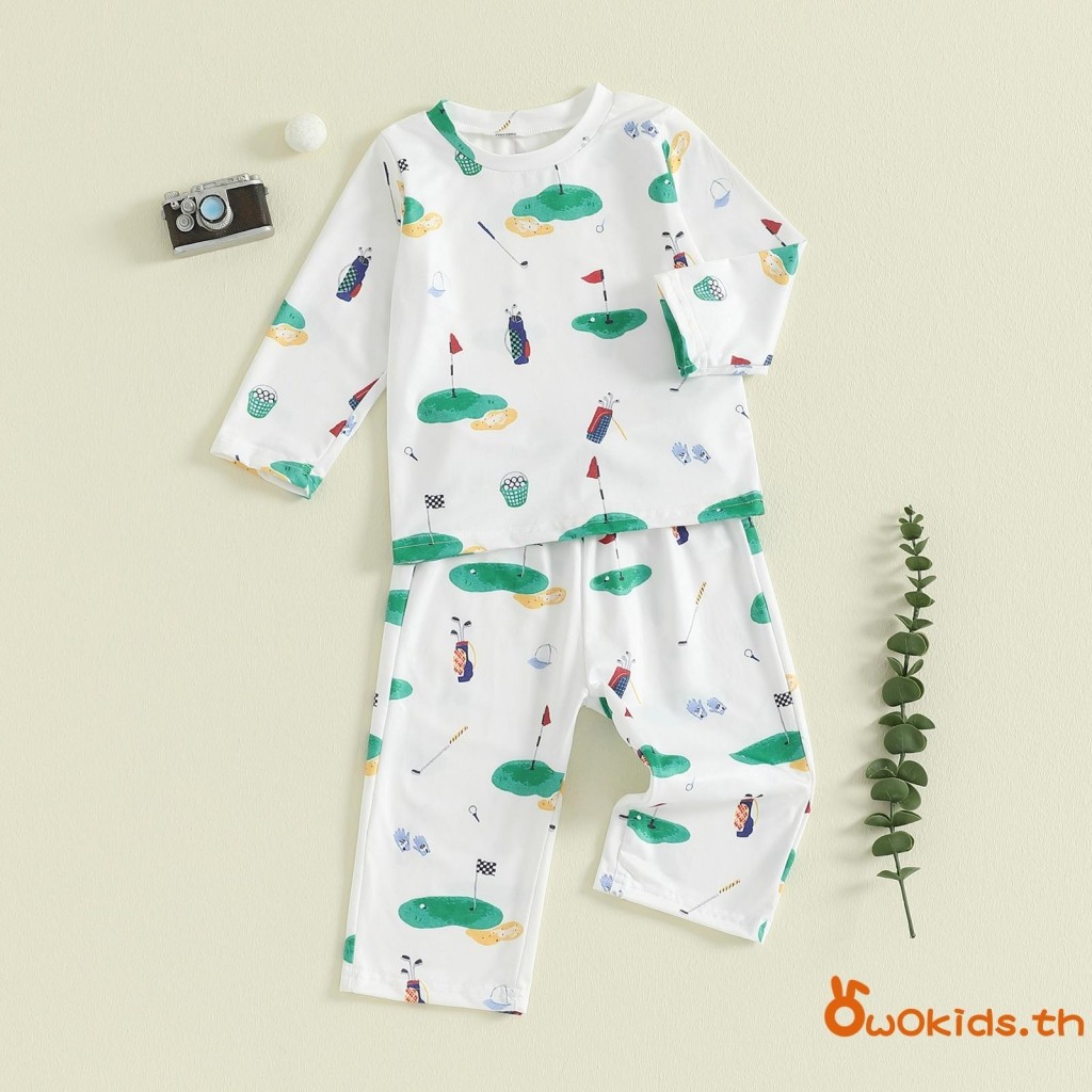 ชุดเด็กชายวัยหัดเดินสำหรับฤดูใบไม้ร่วง ลายพิมพ์แขนยาวและเสื้อสวมหัวพร้อมกางเกงขายายางยืด