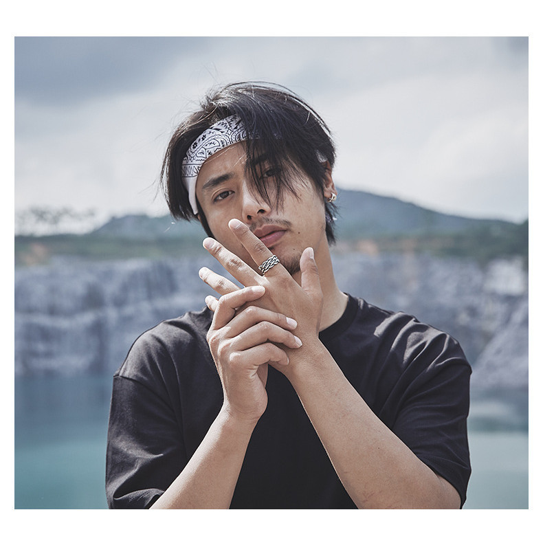 วินเทจโบราณแหวนเปิดเงินสําหรับผู้ชายสร้างสรรค์ถักแหวนเดี่ยวเรียบง่ายสไตล์เครื่องประดับ - รูปที่ 4