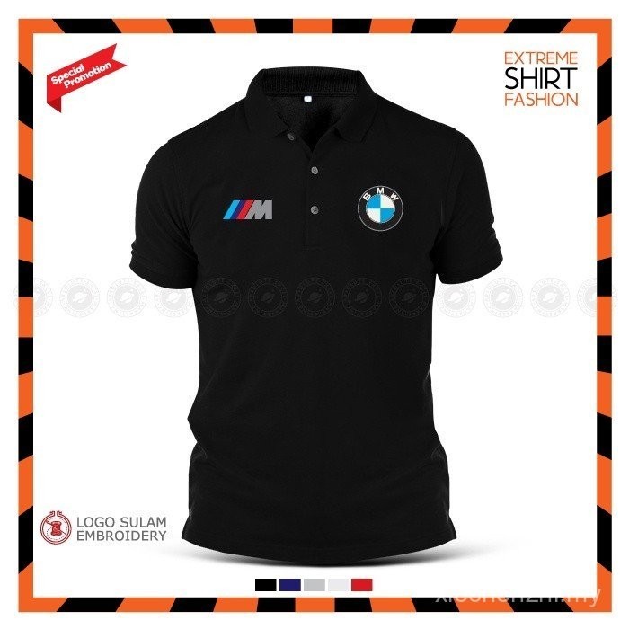 เสื้อยืดโปโลเย็บปักถักร้อย BMW M Sport M Performance M3 M5 X5 X6 M Motorsport เสื้อเชิ้ตผู้ชายแฟชั่น