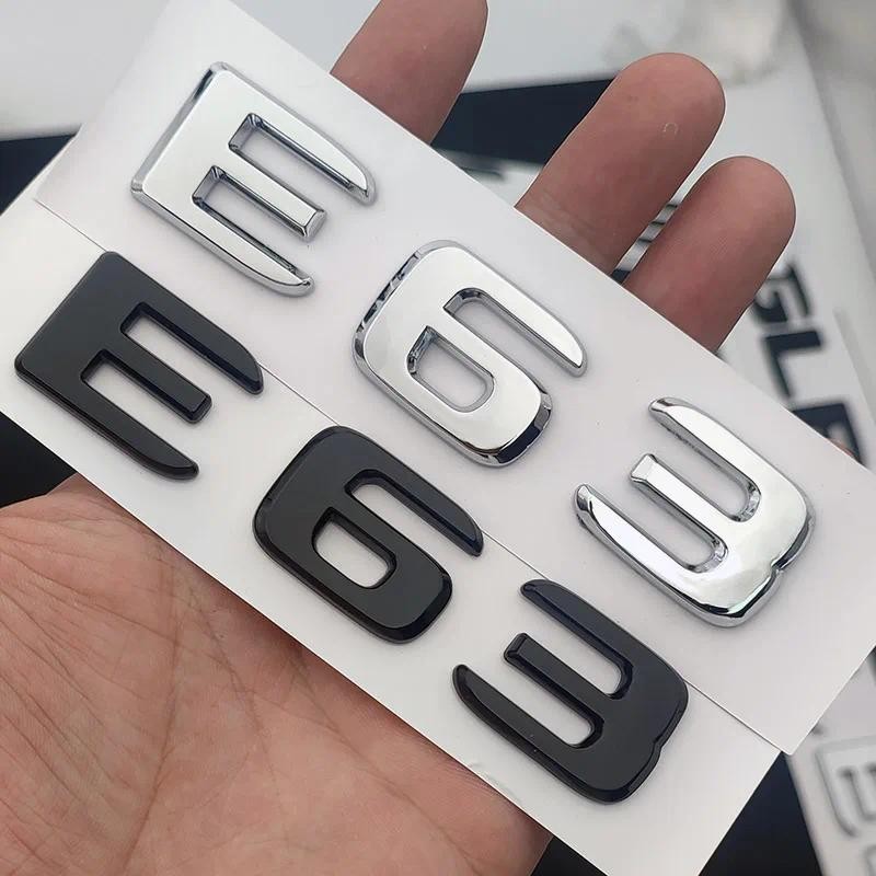 3D ABS Chrome สีดํา E 63 โลโก้ E63 สัญลักษณ์ตัวอักษรสติกเกอร์ป้ายรถ Trunk Badge สําหรับ Mercedes E63