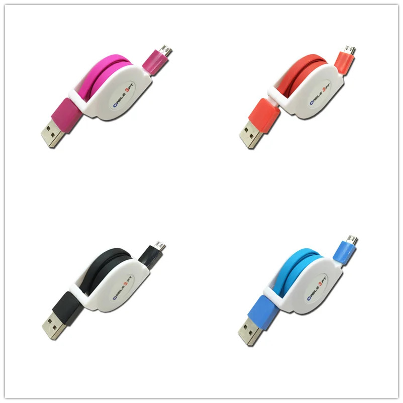 SAMSUNG 2m 3m Micro USB RetractableสําหรับSamsung Galaxy A3 A5 A6 2016 J3 J5 J7 2017 huawei Y6 Y9 No