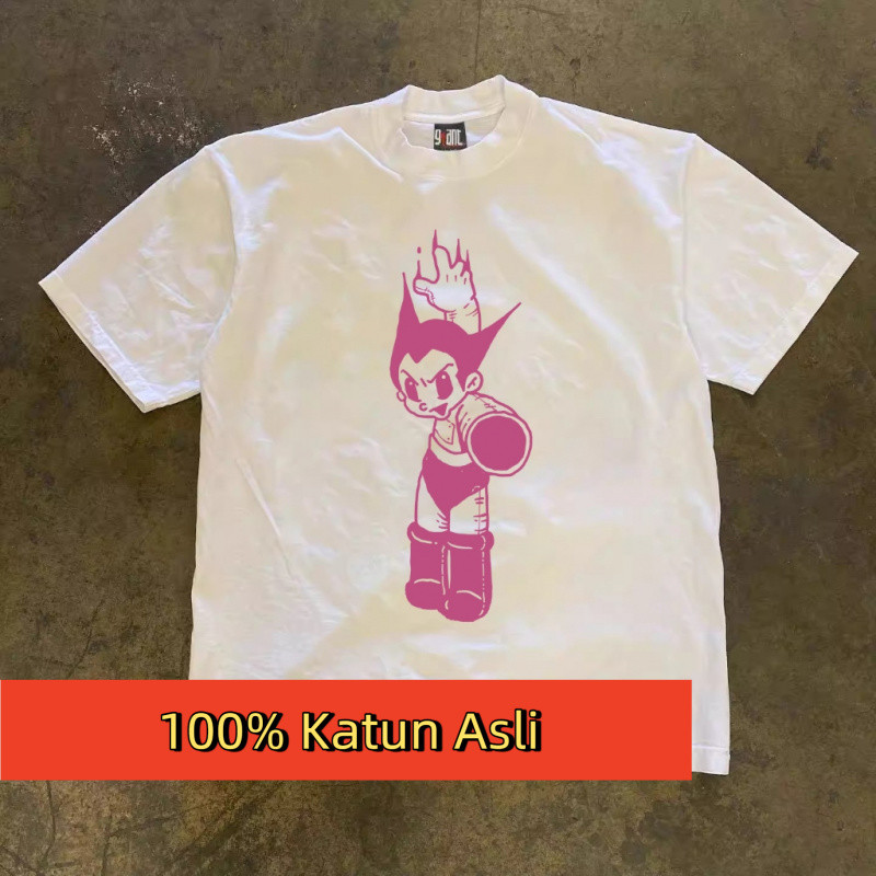 เสื้อยืดย้อนยุคการ์ตูน Astro Boy สไตล์อเมริกัน - เสื้อยืดสนุกหลวม