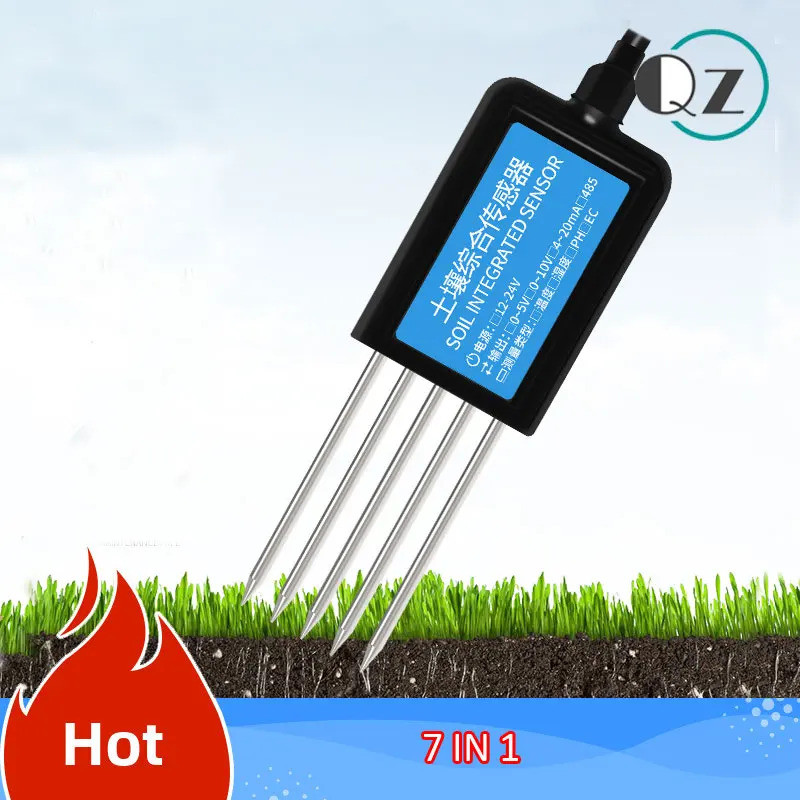 7 IN 1 Soil Sensor RS485 ความชื้นอุณหภูมิการนําไฟฟ้าไนโตรเจนฟอสฟอรัสโพแทสเซียม PH Sensor Soil fertil