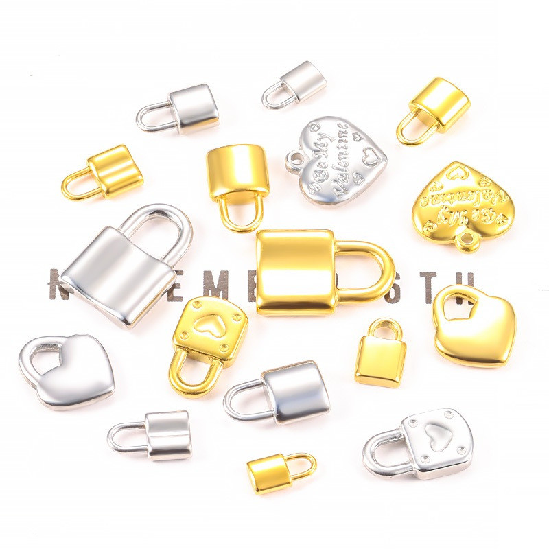 จี้หัวใจสแตนเลสขัดเงา ขนาดกะทัดรัด DIY สำหรับทำสร้อยและจี้ ทองคำขาว 18K อุปกรณ์ทำเครื่องประดับ