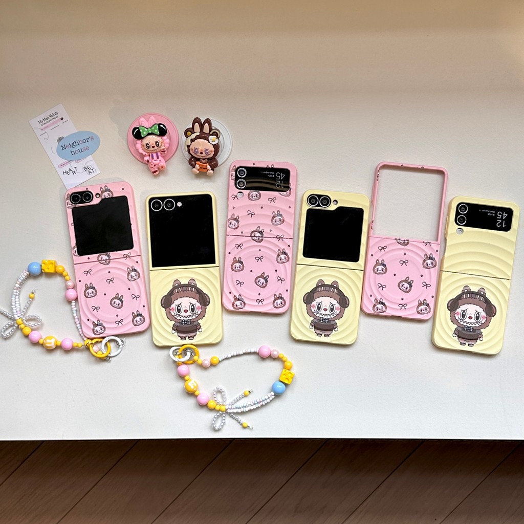 LUKEN เคสโทรศัพท์สําหรับ Samsung Galaxy Z Flip 7 6 5 4 3 ค้นหา N3 FLIP น่ารัก LABUBU Waved PC ปกหลัง