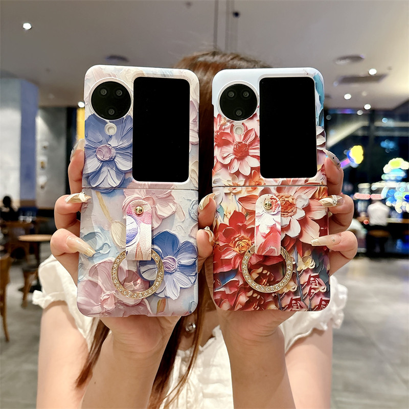 ดอกไม้กันชนสําหรับ OPPO Find N3 N2 Flip Case Anti-Scratch Classic N3Flip N2Flip พร้อมผู้ถือแหวนเคสโท