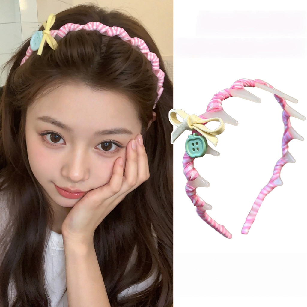 โบว์หยักคาดผมน่ารัก กิ๊บยึดผมพร้อมฟันกันลื่น หมวก