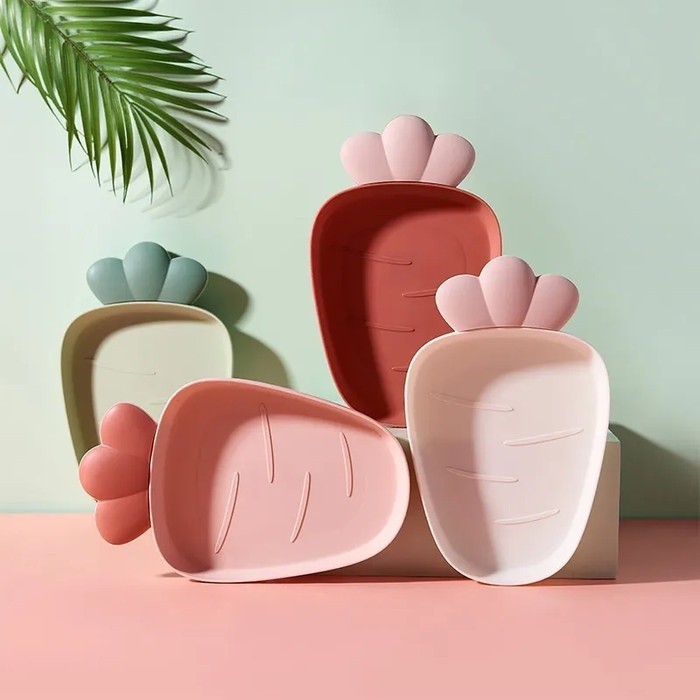 จาน DINNER ของ BILDRENS CUTE CARROT-SHAPED BABY DINNER PLATES BABY CHILDRENS EATING UTENSILS/SNACK จ