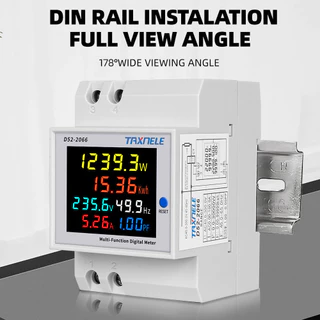 เครื่องวัดพลังงานไฟฟ้า หน้าจอสี Tuya WiFi 8in1 Power Meter APP ควบคุม 2P AC 170-270V 63A แรงดันไฟฟ้าเมตรไฟฟ้าเมตร