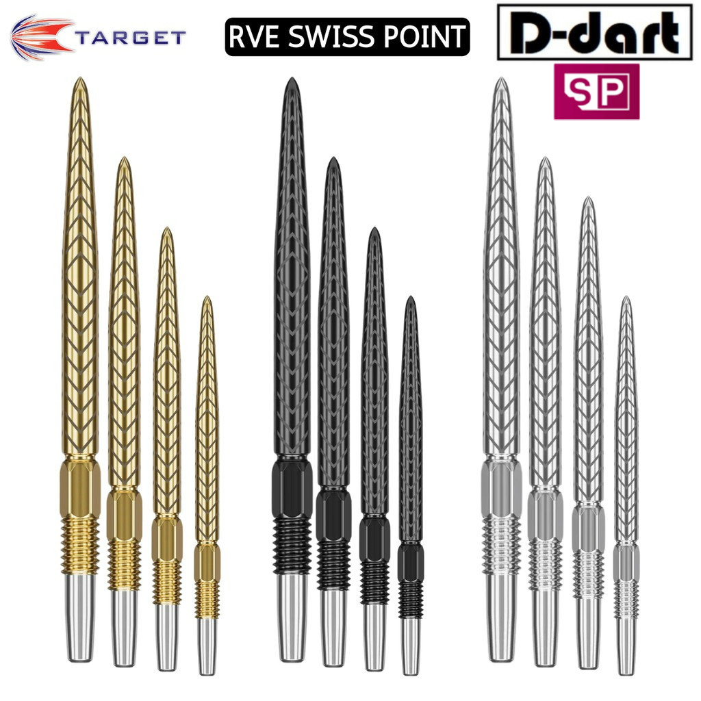 TARGET Dart Point - SWISS RVE POINT BLACK/GOLD/SILVER REPLACEMENT STEEL DART POINT 3 ชิ้น/แพ็ค