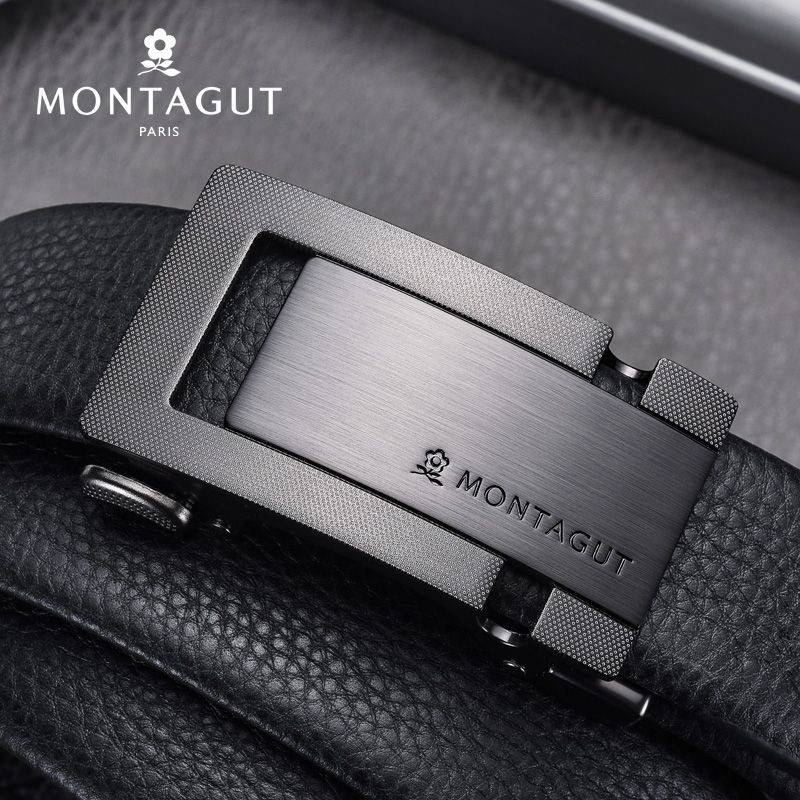 Montagut เข็มขัดหนังแท้สำหรับผู้ชาย แบบหัวเข็มขัดอัตโนมัติ เหมาะสำหรับงานธุรกิจและโอกาสพิเศษ