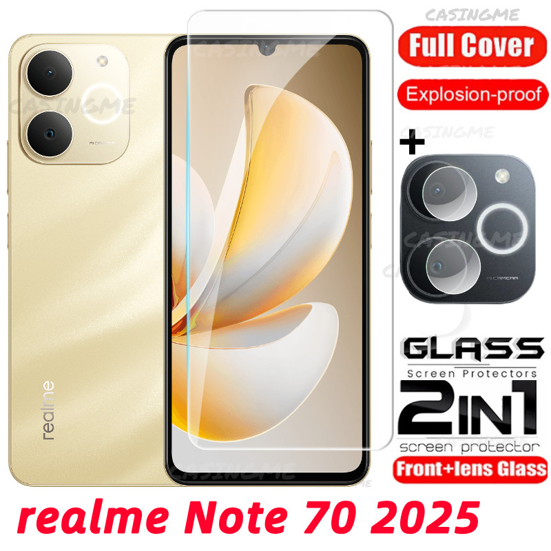 Realme Note 70 2025 กระจกนิรภัย Flim สําหรับ Realme Note 70 Note70 80 หมายเหตุ RealmeNote70 70x 4G 5G 2025 ฟิล์มด้านหน้าด้านหลังเลนส์กระจกกลับกล้องเลนส์ป้องกันหน้าจอ