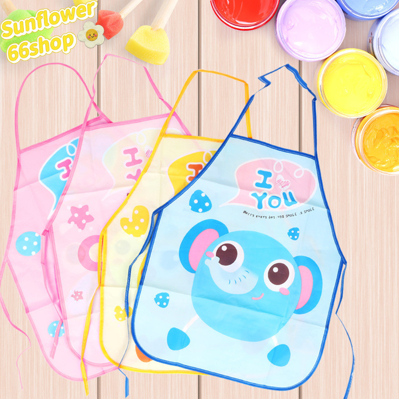 ✨Sunflower66✨(พร้อมส่ง) ผ้ากันเปื้อนเด็ก ลายการ์ตูน สำหรับกิจกรรมต่างๆ
