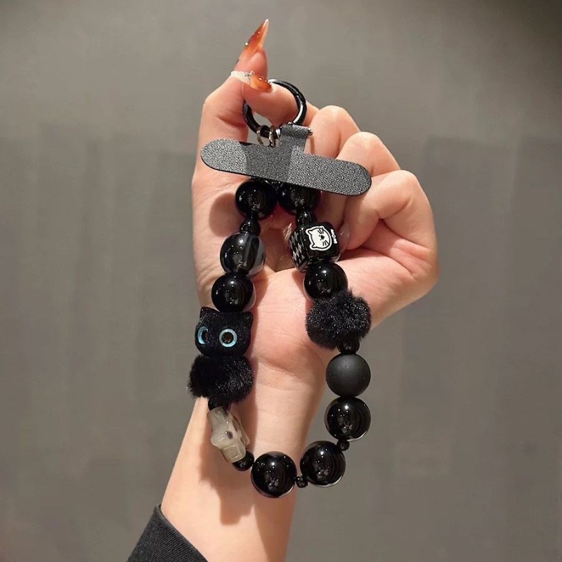 อิน ตุ๊กตาสั้นแมวลูกปัดโทรศัพท์แขวนโซ่แขวนเชือกกระเป๋ากล้องหูฟังที่สําคัญกลางแจ้งป้องกันการสูญหายโซ่จี้ - รูปที่ 5