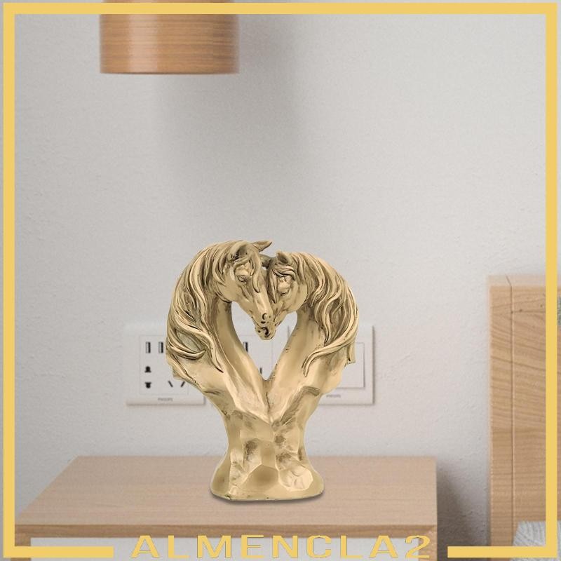 [Almencla2] Loving Horses Figurine สัตว์หัวหน้าอกรูปปั้น DIY ตกแต่งที่ไม่ซ้ํากัน Nuzzling Equine ประ