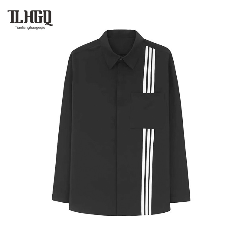 TLHGQ เสื้อเชิ้ตแขนยาวสไตล์เกาหลี ทรงหลวม คุณภาพสูงสำหรับผู้ชาย