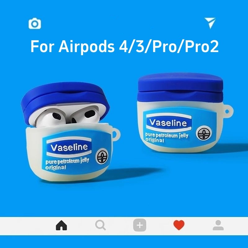 เคสหูฟังซิลิโคน Vaseline 3D สุดสร้างสรรค์สำหรับ Airpods 4/3/2/1 Airpod Pro 2 หูฟังไร้สาย เคสหูฟังป้อ