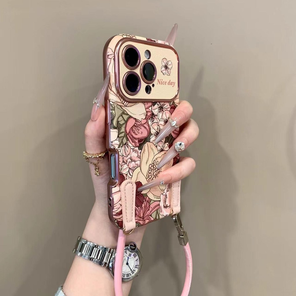 หรูหรา Retro หน้าต่างขนาดใหญ่ภาพวาดสีน้ํามันกลีบเคสโทรศัพท์สําหรับ iPhone16 PRO MAX 15 14 13 12 11 PRO MAX กันกระแทกกล้องป้องกัน Drop-proof นุ่มปกหลัง