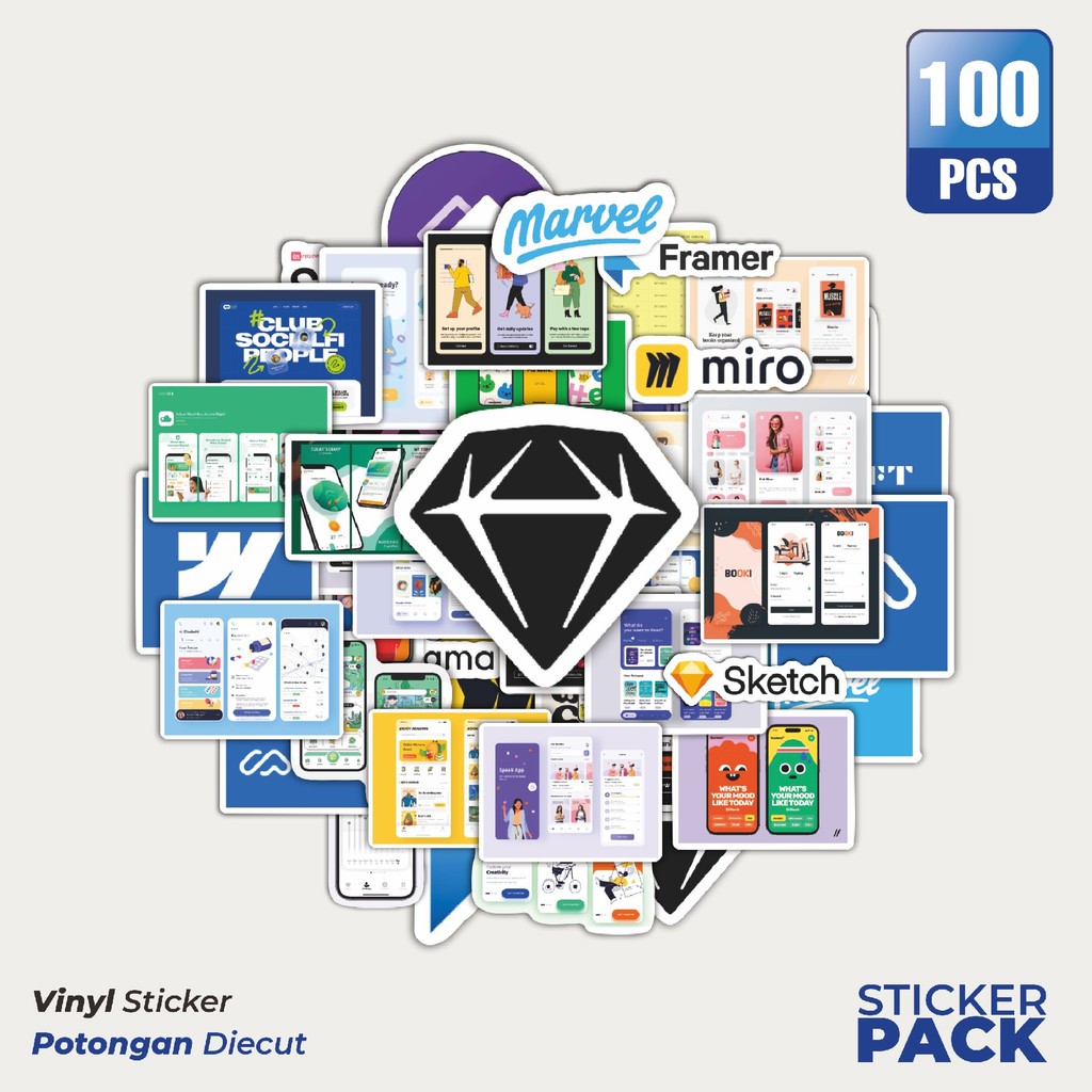 ซุปเปอร์จอง! 100 ชิ้น UI UX Design สติกเกอร์สุนทรียศาสตร์กันน้ํา - สําหรับแล็ปท็อป รถจักรยานยนต์ และ