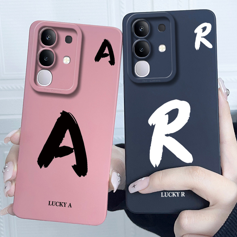 สําหรับ Vivo Y29 4G Y29S 2025 ฝาครอบกรณี Lucky Initial Letter คู่ซิลิโคนนุ่มกันชนโทรศัพท์สําหรับ Viv