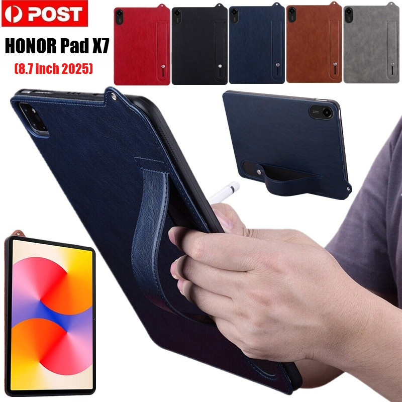 สําหรับ HONOR Pad X7 8.7 นิ้ว 2025 สายรัดข้อมือกันกระแทกขาตั้งหนัง PU ฝาหลัง