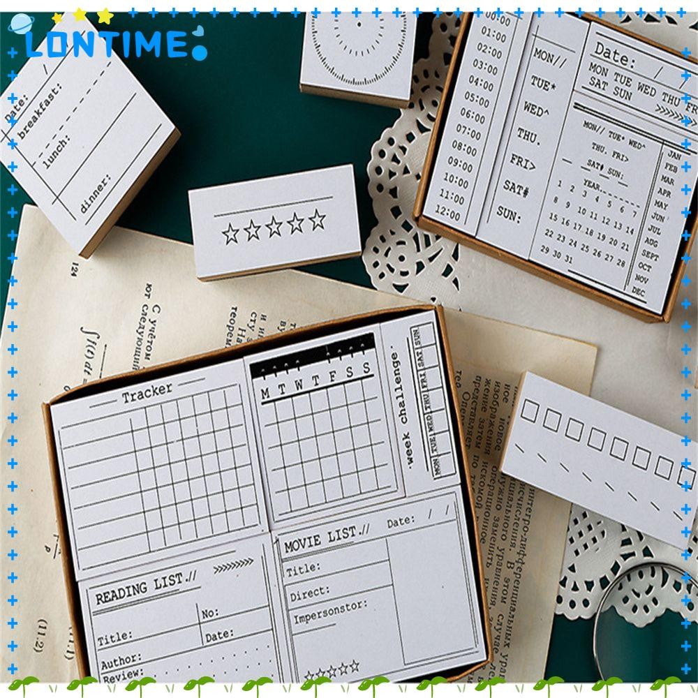 LONTIME Journal แสตมป์ชุด, ไม้ Scrapbooking Daily Plan, ฟังก์ชั่นรายเดือนตารางเครื่องเขียน To Do List