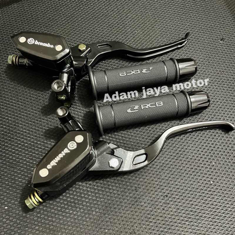 {MKS} แพ็คเกจเบรกหลัก 3in1 สีดําเต็ม 2 หลอดวงรี + ด้ามจับ RCB HG55 + แฮนด์ CNC Jalu / Nmax Pcx Adv V