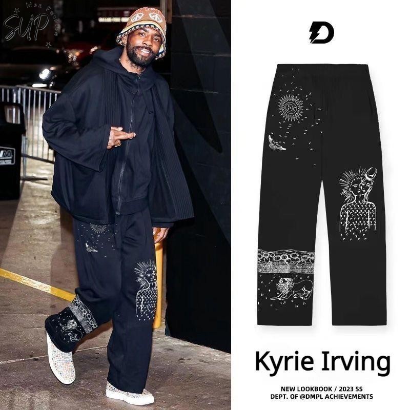 ฤดูร้อนใหม่ Kyrie Irving กางเกงสําหรับชายหมึกพิมพ์การฝึกอบรมบาสเกตบอล SweatPants อเมริกันสบายๆหลวม S