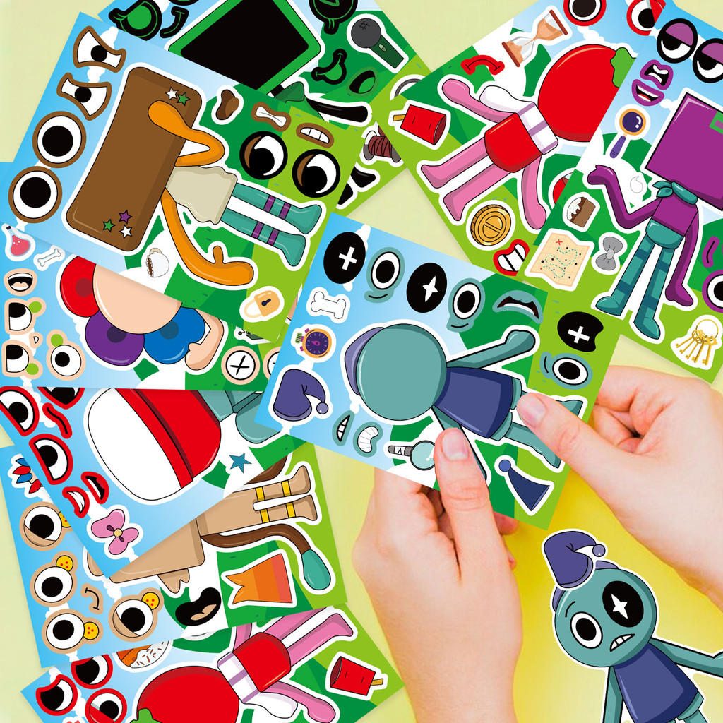 สติกเกอร์ปริศนาโลกของ Dandy 8 ชิ้นการ์ตูนน่ารักและตลกสัตว์ Collage เด็กสร้างสรรค์ Collage DIY บัญชี ﻿