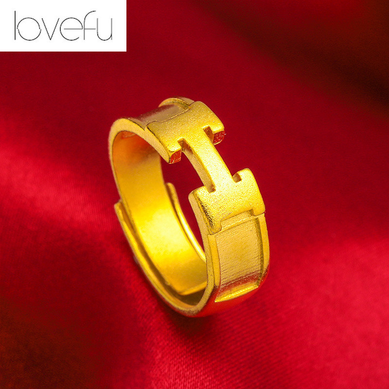 18K Saudi Gold Pawnable Euro Ring เหมาะสําหรับผู้ชายและผู้หญิงที่มีการเปิดปรับได้