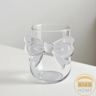 Hiso แก้วโบว์ใส ดีไซน์ที่จับเป็นโบว์ได้เก๋น่ารัก แก้วน้ำ แก้วนม Glass Cup