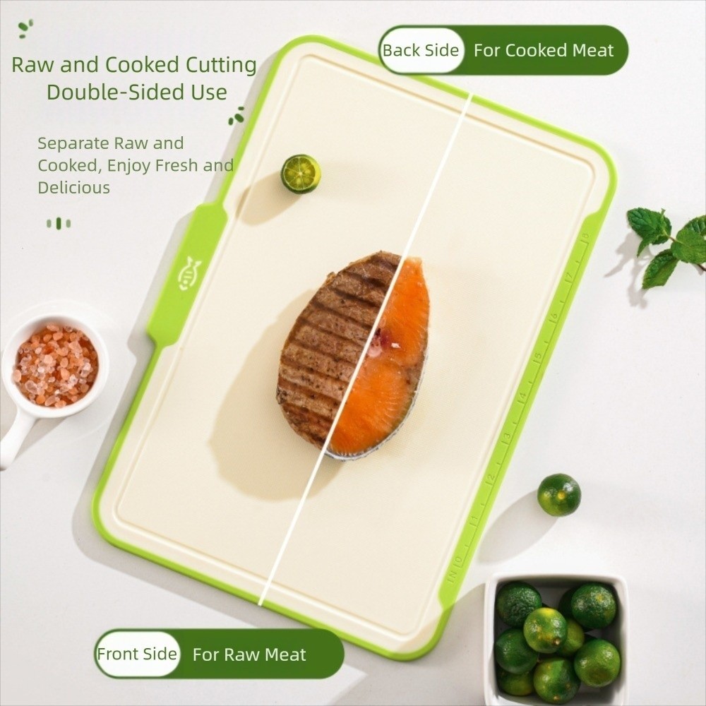 เยร์ซี่ 3ชิ้น เขียง, เขียงอเนกประสงค์กันลื่น, คุณภาพสูงพร้อมชั้นเก็บของสองด้านพลาสติกตัดผักอุปกรณ์ครัว - รูปที่ 4