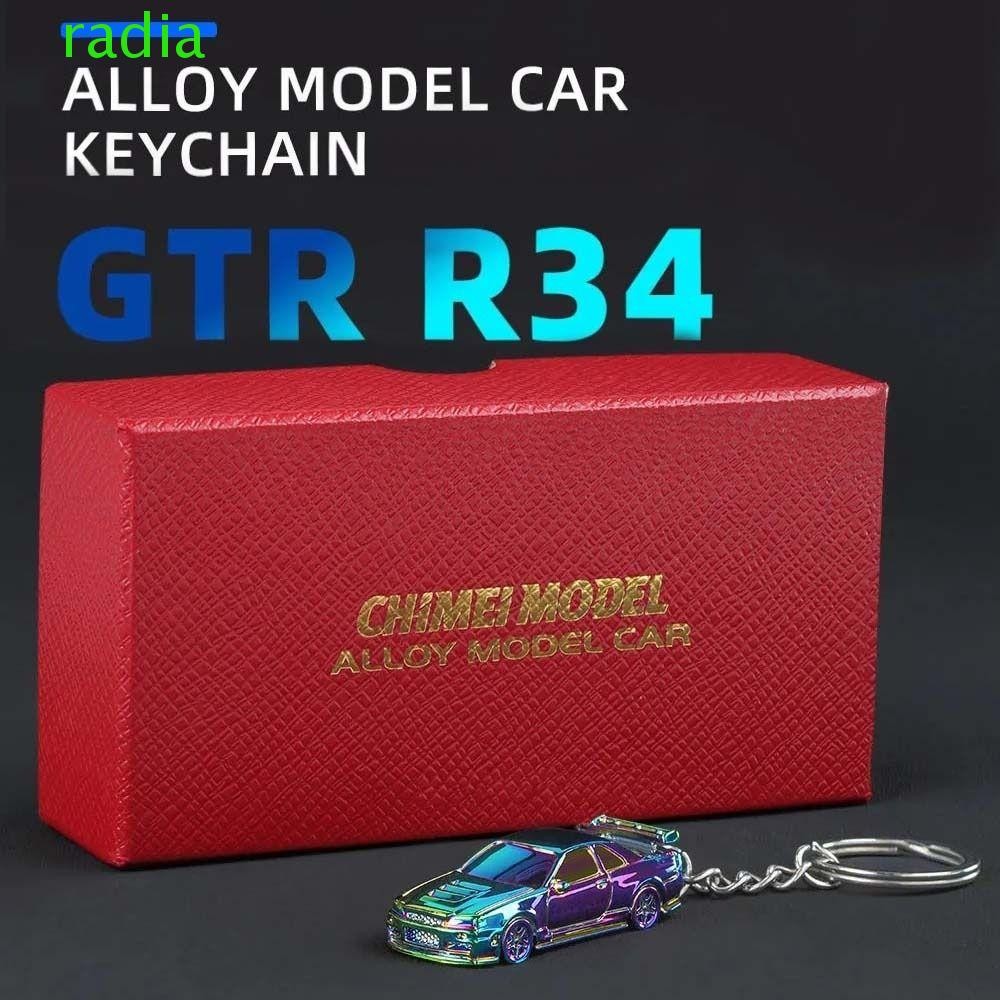 RADIANTZAP GTR-R34 พวงกุญแจ, 1: 64 Scale Electroplating RS7 พวงกุญแจรถ,ประณีตสเปรย์ภาพวาดจําลองสูงวั