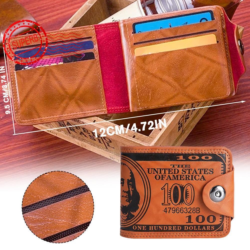กระเป๋าสตางค์ผู้ชาย Us Dollar Bill Bifold Wallet พร้อมหัวเข็มขัดแม่เหล็กสําหรับผู้ชาย Q6d7