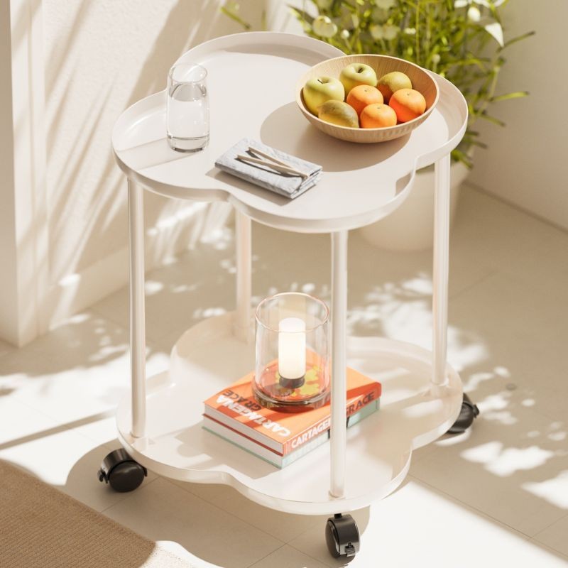 Greenforst โต๊ะข้างโซฟา2ชั้นมีล้อ ชั้นวางของข้างโซฟา โต๊ะข้างเตียงมินิมอลทรงดอกไม้  รุ่น 2409