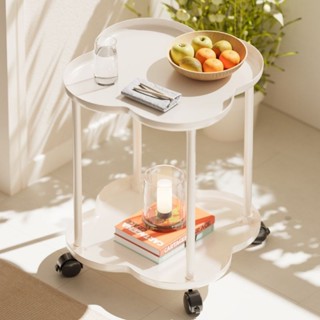 Greenforst โต๊ะข้างโซฟา2ชั้นมีล้อ ชั้นวางของข้างโซฟา โต๊ะข้า…