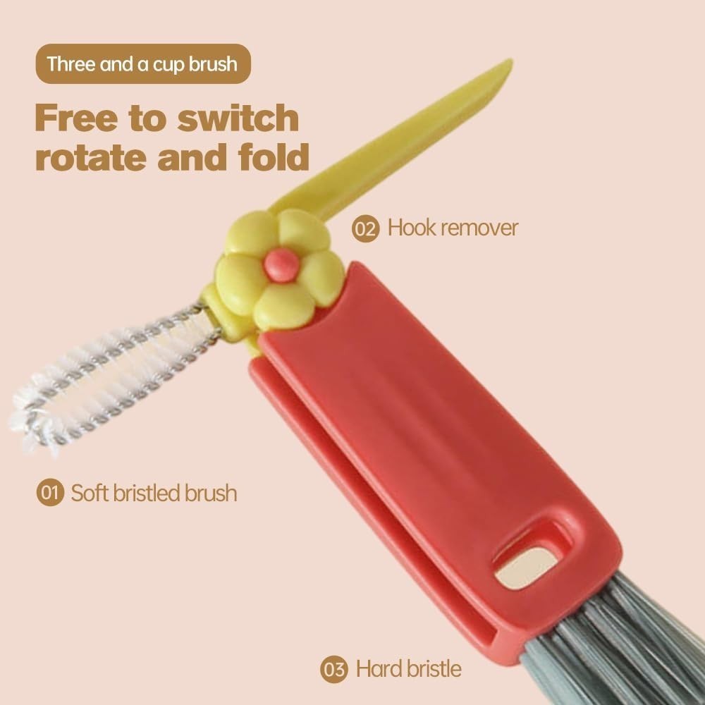 PA3 in 1 แปรงทําความสะอาดฝาแก้ว อเนกประสงค์ หมุนได้ สําหรับทําความ แปรงทําความสะอาดช่องว่างแก้วโพลน แปรงขวดน - รูปที่ 4