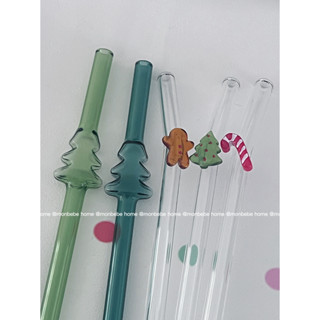 หลอด insหลอดคริสต์มาส🎄 วัสดุแก้ว พร้อมส่ง