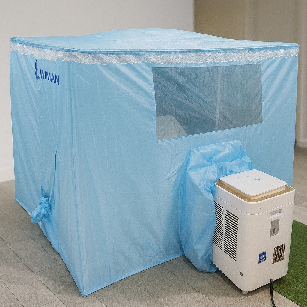 แอร์เคลื่อนที่ Wiman Air 9000 BTU + มุ้งแอร์สีฟ้า 6 ฟุต เย็นไว ประหยัดไฟ