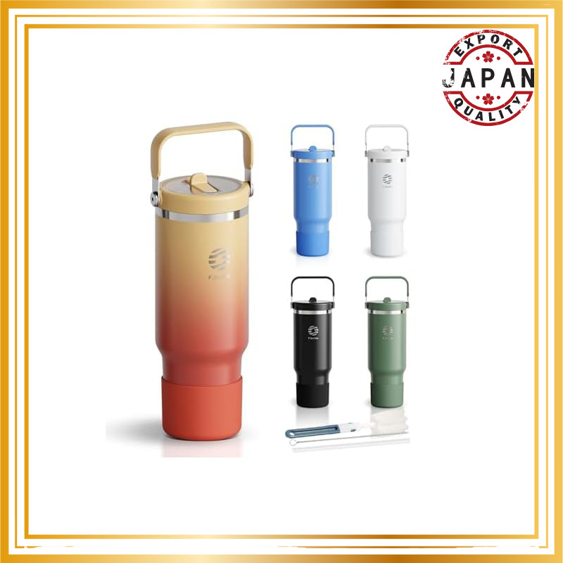 FJbottle Vacuum-Insulated 1.2L Sports Water Bottle with Straw and Handle - Large Capacity Stainless 