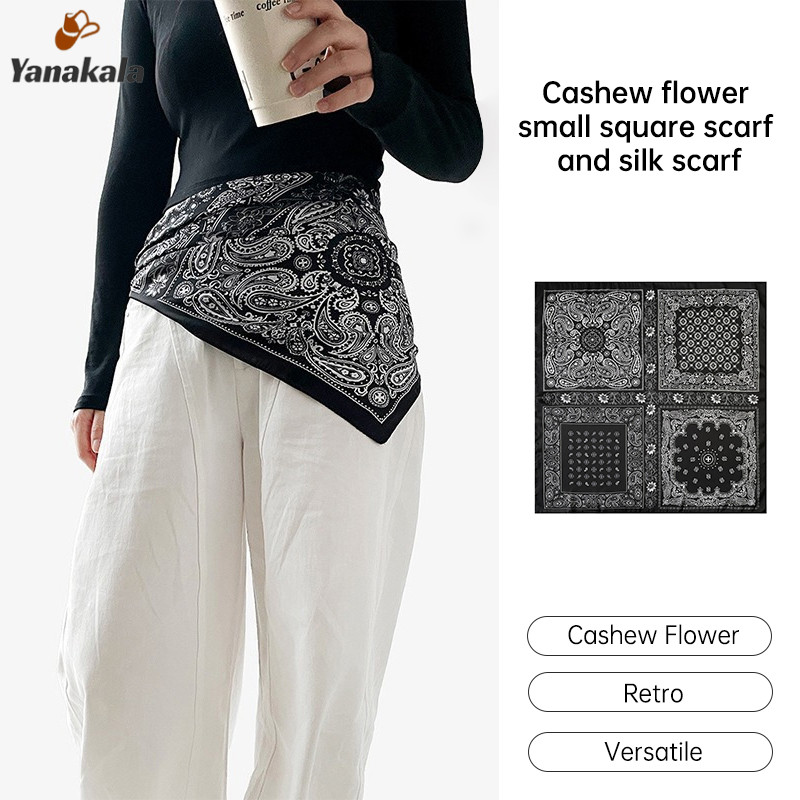 ส่งเร็ว Cashew Flower Small Square Scarf Women Multi-purpose High-end Silk Scarf Scarf-Yanakala ราคา ถูกที่สุด ดีลบีเคเค